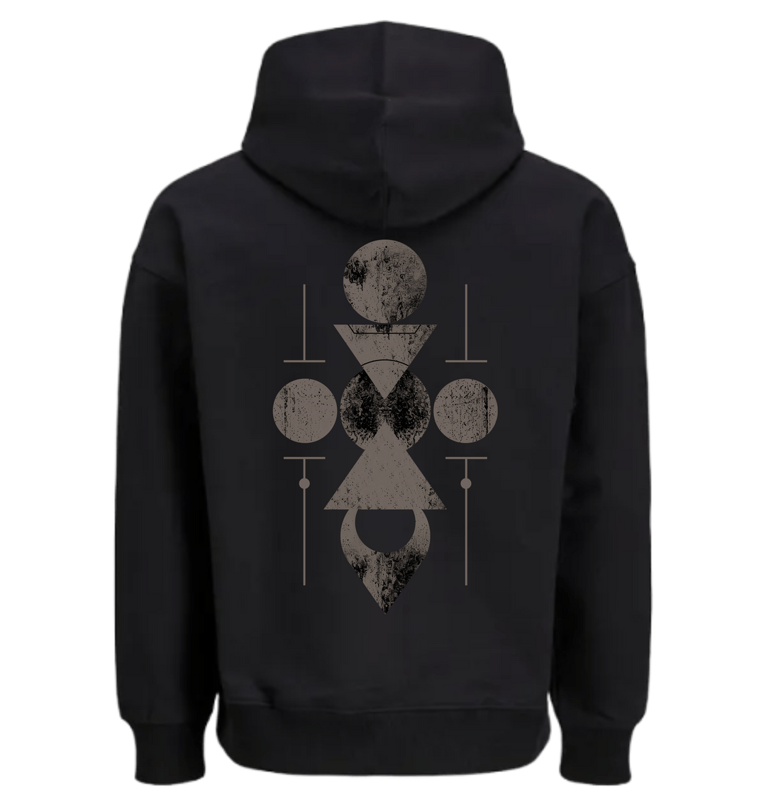 Black Printed Hoody Back