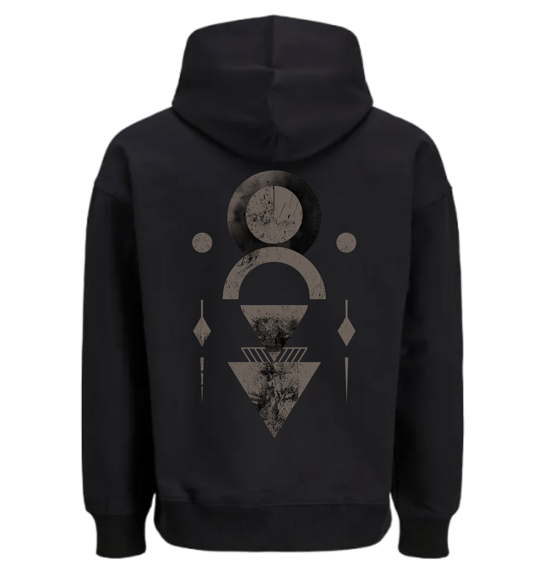 Black Printed Hoody Back