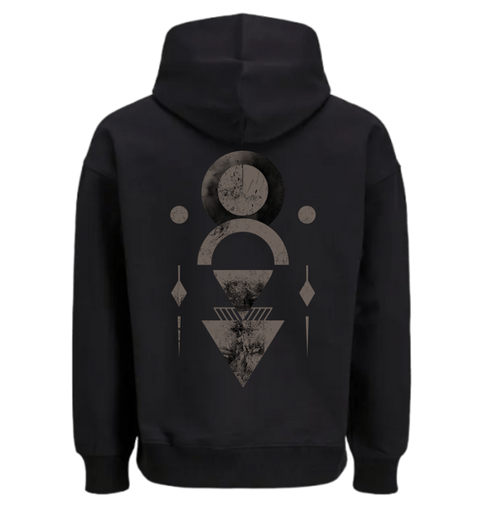 Black Printed Hoody Back